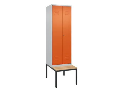 PBM-locker met bank,HxBxD 2120x600x815mm,2vak,vak B 300mm,cil.-slot