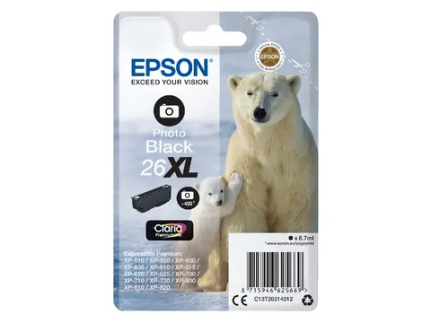 Inktcartridge Epson 26XL T2631 foto zwart HC C13T26314012