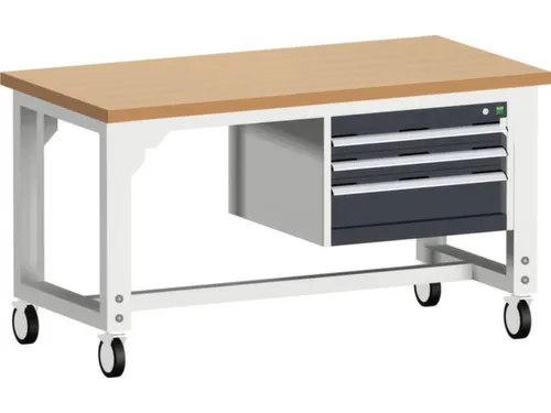 werkbank,verrijdbaar,HxBxD 840-1140x1500x750mm,beukenblad