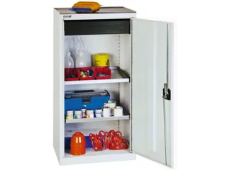 Materiaalkast 1000x500x500mm 2legborden Uitschuifbaar 1lade Ral7035 - 1