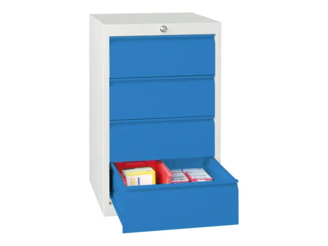 ladekast 800x500x600mm 4laden cilinderslot RAL7035 front RAL5012