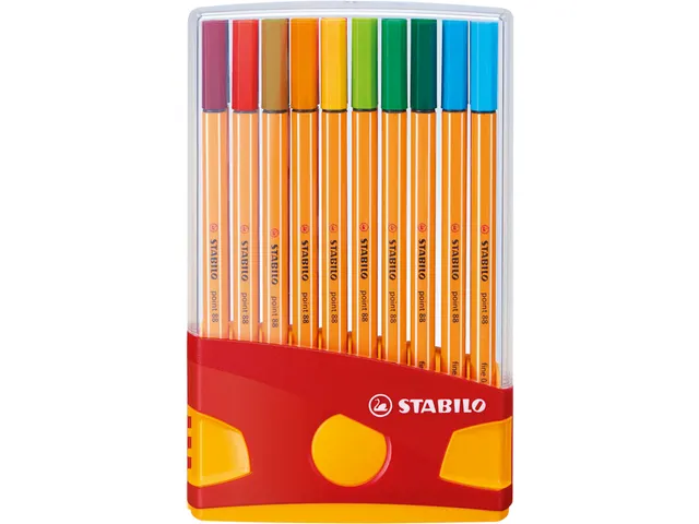 Fineliner STABILO point 88 ColorParade rollerset geel/rood F ass 20st