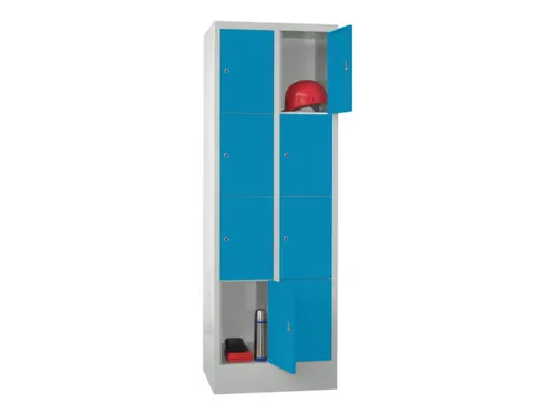 lockerkast,HxBxD 1850x600x500mm,2x4vakken,RAL7035,front RAL5012