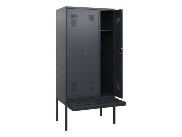 locker met bank,HxBxD 1950x900x815mm,3vak,vak B 300mm,cilinderslot