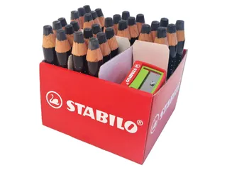 Whiteboardpotlood STABILO MARKdry incl 2 slijpers zwart classpack 30st - 2