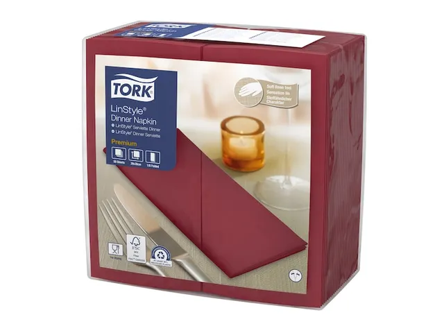 Serviette de table Tork 478189 Premium Linstyle Pli 1/8 Bordeaux 700 p
