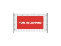 Hekwerkbanner 200x100 cm Rood met Franstalige Print Nous Recrutons