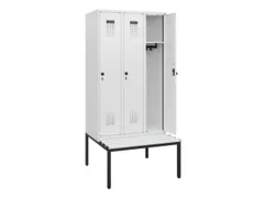 locker met bank,HxBxD 1950x900x815mm,3vak,vak B 300mm,draaigrendel