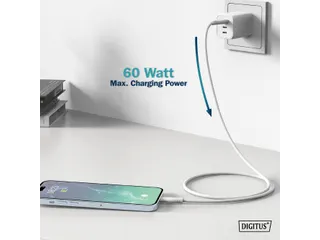 USB-C siliconen oplaadkabel USB-A USB-C 1m USB 2.0 60W wit - 8