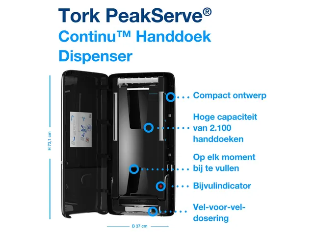 Tork 552508 H5 Elevation PeakServe Continu Handdoek Dispenser Zwart