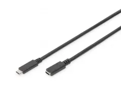 USB Type-C verlengkabel St/Bu 0,7m Gen2 5A 10GB 3.1-versie Zwart