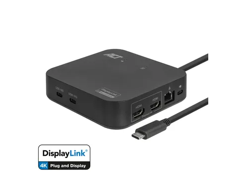 Dockingstation ACT USB-C Dual Monitor met Power Delivery