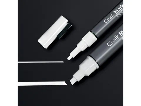 Krijtstift Sigel wit set 2 stuks ronde- en beitelpunt