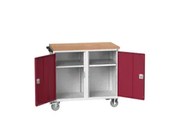 montagetafel 980x1050x600mm multiplexblad 2 kasten RAL7035 fr. RAL3004