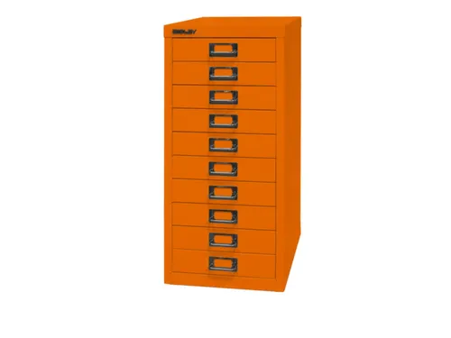 kantoor-ladekast HxBxD 590x279x380mm 10 laden romp oranje staal