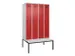 locker met bank,voor scheiding van kleding,HxBxD 2120x1200x815mm,4vak