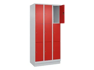 lockerkast,HxBxD 1950x900x500mm,3x3vakken,vak B 300mm,cil.-slot,sokkel - 1