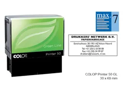 Tekststempel Colop 50 green line+bon 7regels 69x30mm blauw