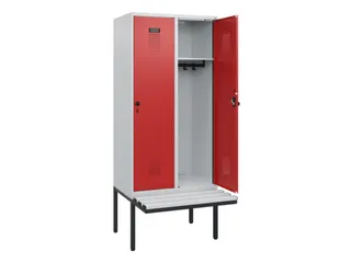 locker met bank,HxBxD 1950x800x815mm,2vak,vak B 400mm,draaigrendel - 1