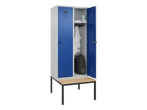locker met bank,HxBxD 2120x800x815mm,2vak,vak B 400mm,draaigrendel