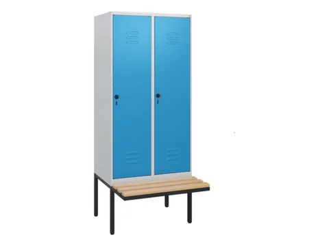 locker met bank,HxBxD 1950x800x815mm,2vak,vak B 400mm,draaigrendel