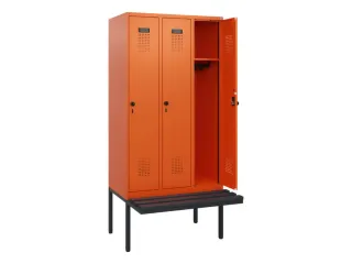 locker met bank,HxBxD 1950x900x815mm,3vak,vak B 300mm,draaigrendel - 1