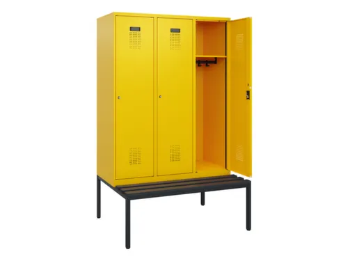 locker met bank,HxBxD 1950x1200x815mm,3vak,vak B 400mm,cilinderslot
