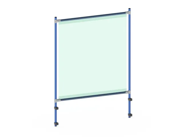 anti-speekselscherm,pvc-folie,glashelder,frame staal RAL5007