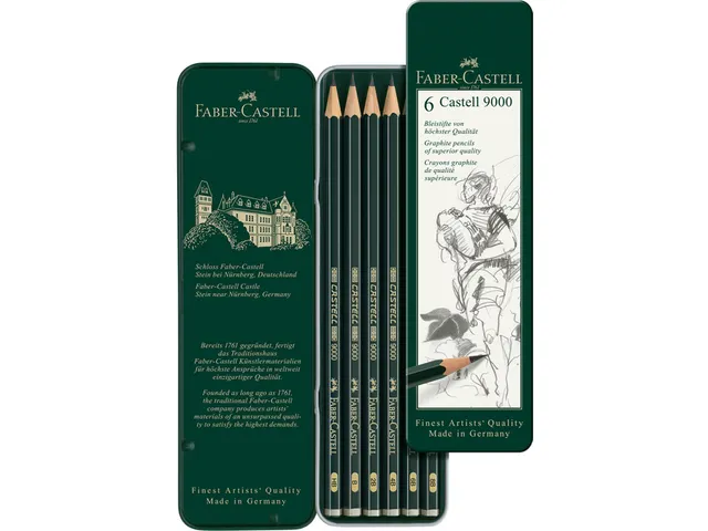 Potlood Faber-Castell 9000 6 hardheden in blik
