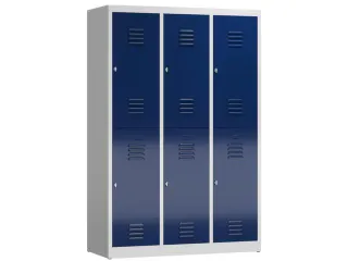 Dubbeldekse garderobekast 1800x1185x500mm 3x2vak 400mm RAL7035 RAL5010 - 1