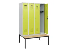 locker met bank,HxBxD 1950x1200x815mm,4vak,vak B 300mm,cilinderslot