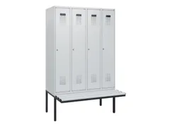locker met bank,HxBxD 1950x1200x815mm,4vak,vak B 300mm,cilinderslot
