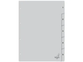 Tabblad ECO Kangaro A4 cijfers 180 grams grijs karton 4-gaats 5-delig - 2