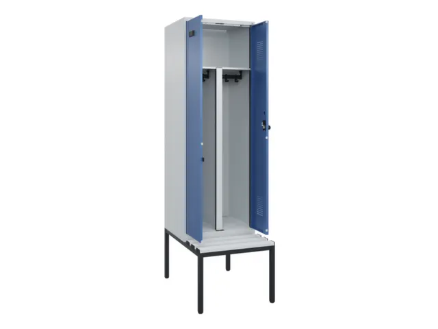 PBM-locker met bank,HxBxD 2120x600x815mm,2vak,vak B 300mm,draaigrendel