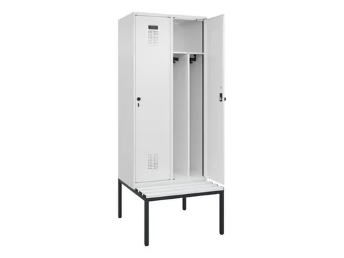 locker met bank,voor scheiding van kleding,HxBxD 2120x800x815mm,2vak