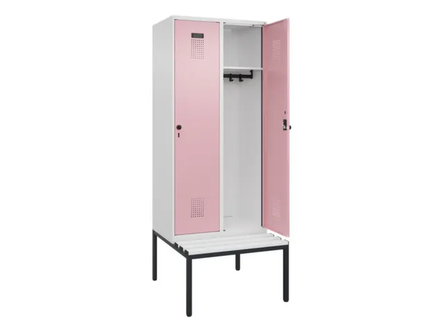 locker met bank,HxBxD 2120x800x815mm,2vak,vak B 400mm,draaigrendel