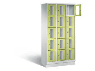 Lockerkast 1800x900x500mm 3x5 vakken Cilinderslot, Sokkel, RDS1108060 - 1