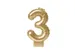 Verjaardagskaars cijfer 3 Folieballon Goud 10cm