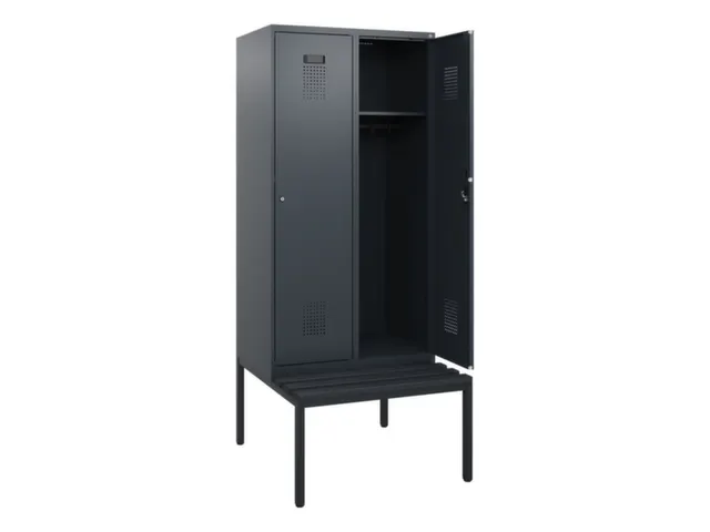 locker met bank,HxBxD 1950x800x815mm,2vak,vak B 400mm,cilinderslot