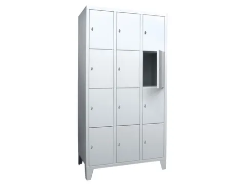 lockerkast,HxBxD 1850x900x500mm,3x4vakken,RAL7035,front RAL7016