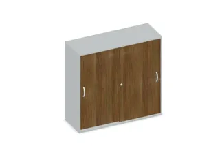 Schuifdeurkast 1150x1200x430mm Romp Lichtgrijs Decor Front Noten - 1