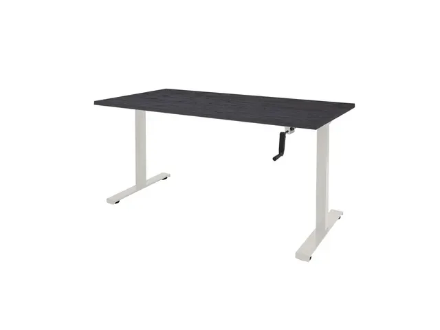 Dextro Slinger Bureau Zit-sta T-poot 160x80 Hout Zwart 25mm Wit