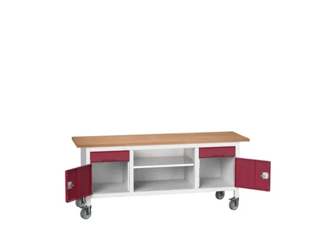 établi HxlxP 830x2000x600mm plateau multiplex équipement : 2tiroirs