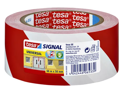 Waarschuwingstape Tesa 58134 rood/wit 50mmx66m