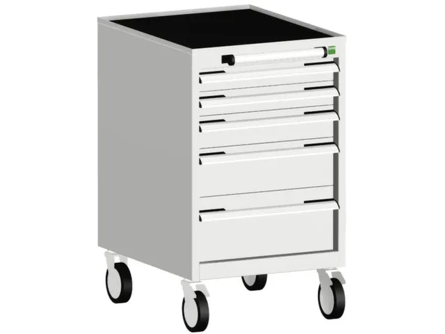 ladekast verrijdbaar 880x525x525mm 5laden RAL7035 front RAL7035