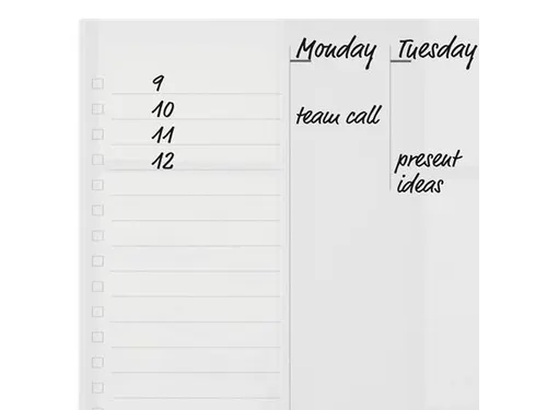 Weekplanner Nobo transparant Whiteboard acryl A4