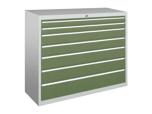 ladekast HxBxD 1000x1023x600mm 7laden RAL7035 front RAL6011