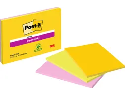 Memoblok 3M Post-it 6445 Super Sticky 152x101mm assorti Big Notes