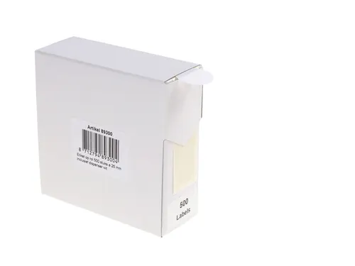 Etiket Rillprint 25mm 500st op rol rond wit