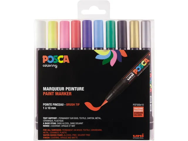 paintmarker PCF-350 brush tip étui 10 stuks assorti